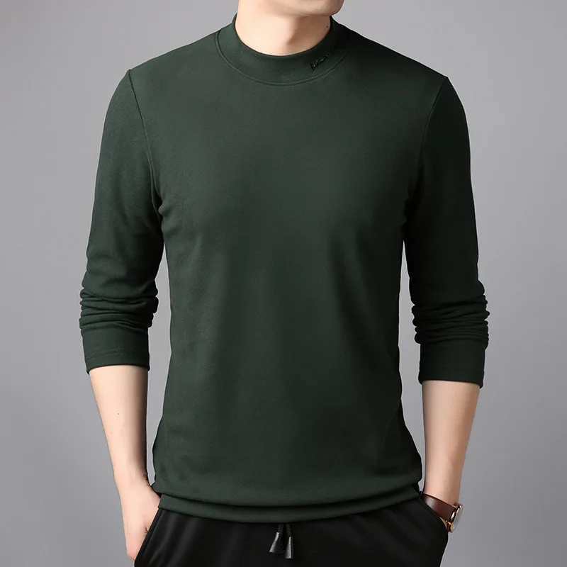 

MRMT 2024 Brand New Men's Sweatshirts Semi-high Collar Solid Color Pullover for Male Long Sleeved Sweatshirt