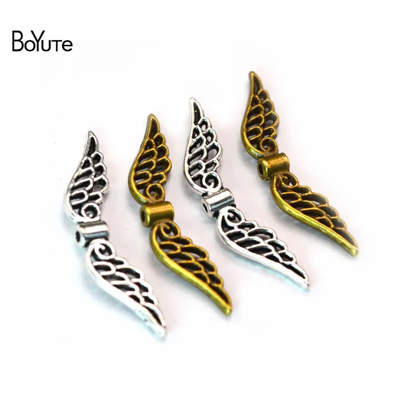 BoYuTe (100 Pieces/Lot) 7*32MM 53*14MM Metal Alloy Angel Wing Beads for Jewelry Making