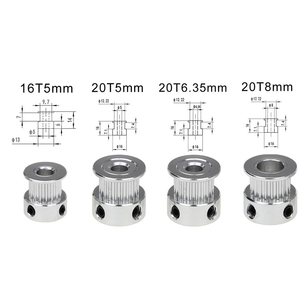 GT2 20Teeth 16Teeth 20 Teeth Bore 5mm/8mm Alumium Timing Pulley for GT2-6mm Open Timing Belt for 3D Printer Parts Laser Engraver