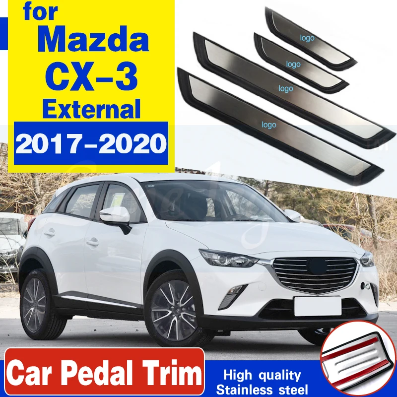 

Auto Door Sill Scuff Plate Guard Welcome Pedal Cover Stickers Exterior Trim For Mazda CX-3 CX3 2017 2018 2019 2020 Car Styling