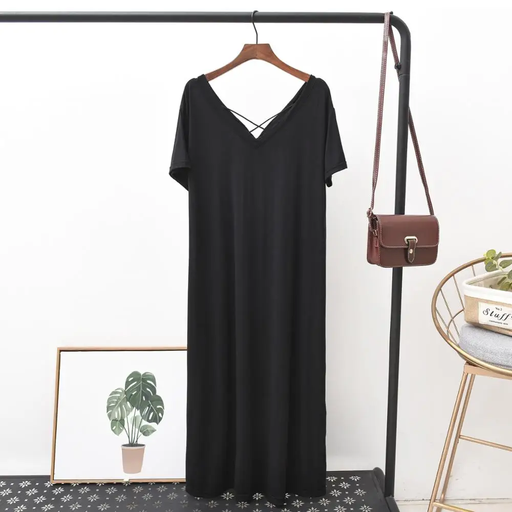 Vestido Mujer New Short Sleeve Modal Night Dress Women Thin Summer Nightwear Sleep Clothes Comfort Loose Sleepwear Nightgowns image 2