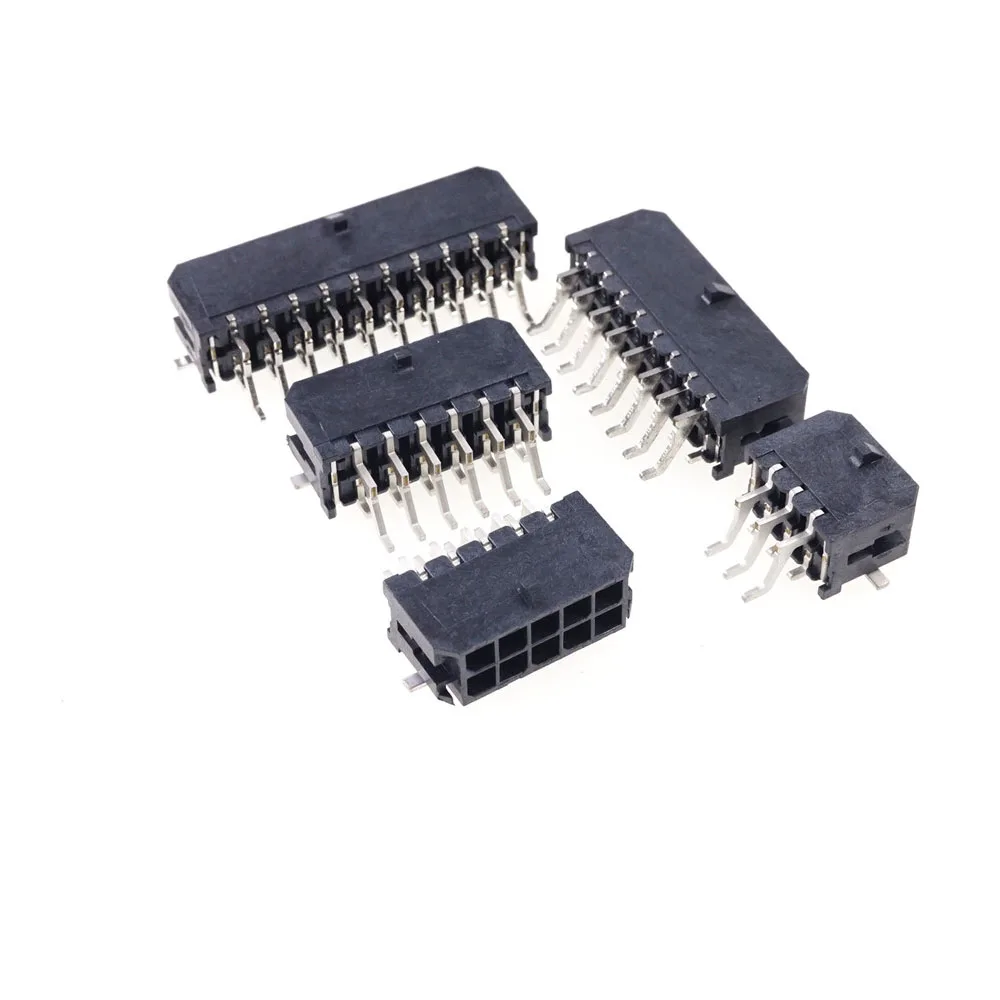 Imagem -02 - Circuitos Duplos da Fileira da Bolacha do Conector 3.0 mm Micro-ajuste dos Peças 10 12 14 16 18 20 22 24 Pinos do Ângulo Direito Estanho da Guia da Solda de Smt 1000100