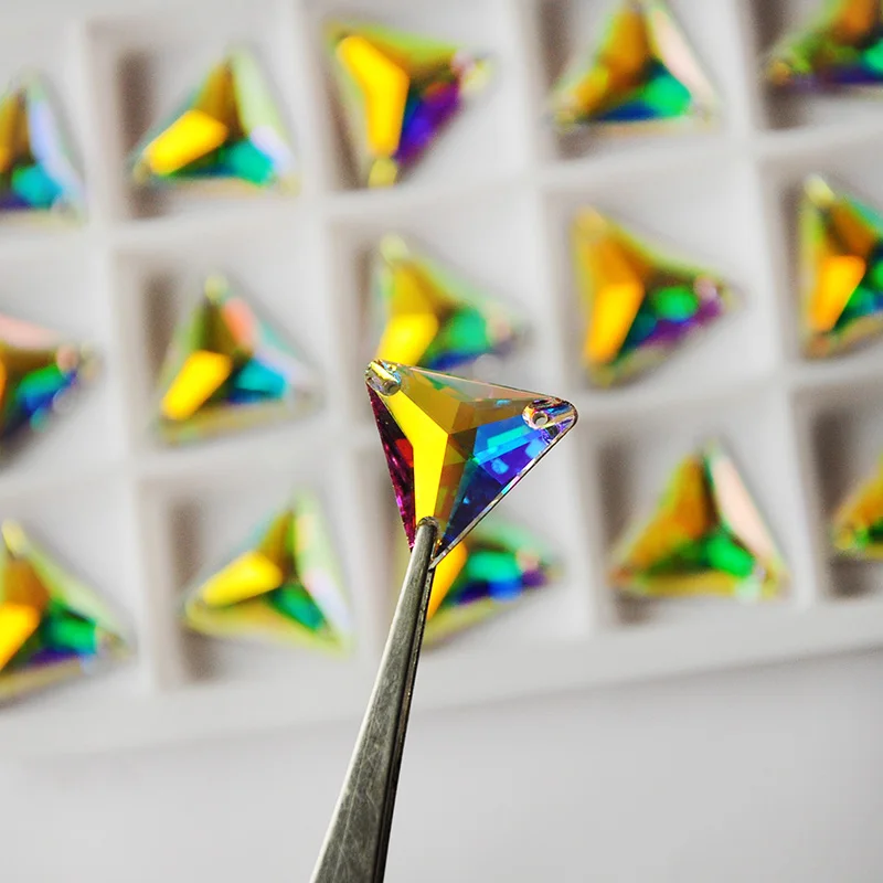 Crystal AB Aufnähbare Strasssteine mit Flacher Rückseite in Verschiedenen Größen und Formen für Kleidung, Kleider, Handarbeiten und Näharbeiten – Detail 7