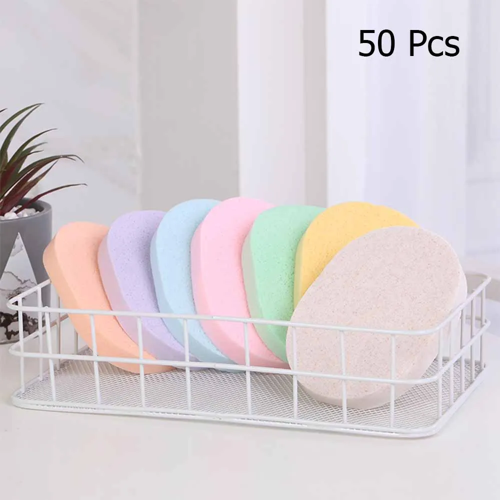 50Pcs Face Wash Sponge PVA Facial Compression Makeup Puff Makeup Remover Cleansing Face Bathing Spa Cleaning Tools