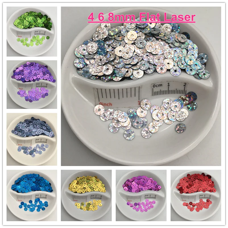 4mm 6mm 8mm Flat Round Laser PVC Loose Sequin Paillette Sewing Craft For Wedding Decoration Garment Dress Shoe Cap DIY Wholesale