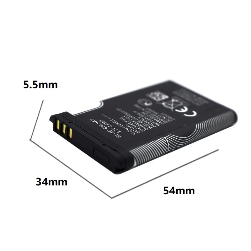 1Pcs 3.7V 1020mAh Battery BL-5C BL5C BL 5C Rechargeable Batteries For Nokia 2112 2118 2255 2270 2280 2300 2600 2610 3125 3230