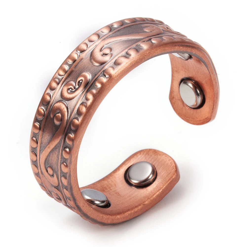 Vinterly Magnetic Pure Copper Rings Men Women Vintage Health Energy Cuff Adjustable Wedding Bands Jewelry Arthritis Pain Relief