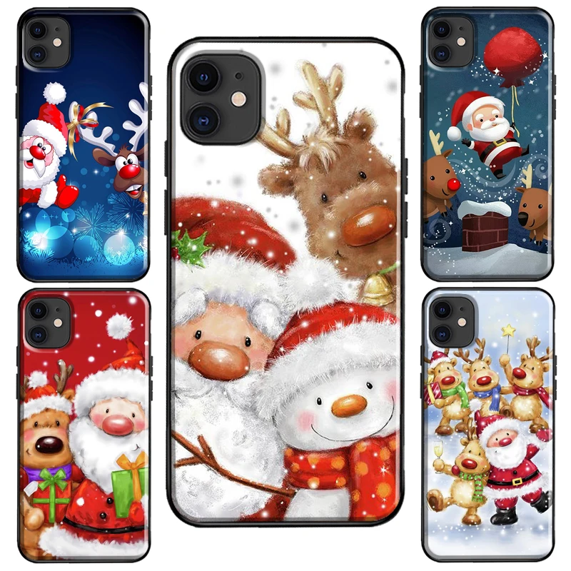 Santa Snowman Reindeer Case For iPhone 11 14 Pro Max XS X XR 7 8 Plus SE 2020 For iPhone 12 Pro Max 13 mini Coque