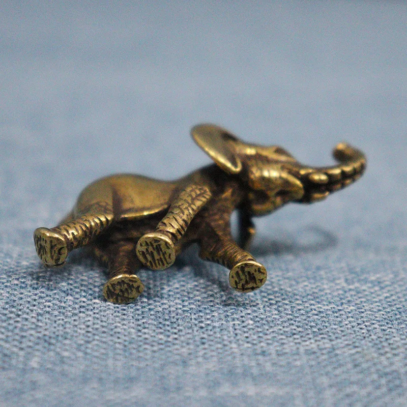 Vintage Brass Elephant Home Decor Ornaments Crafts Miniatures Figurines Desk Decoration Accessories Handmade Mini Animals Statue