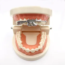 Teeth Grillz For Men Women Rock AK47 Vampire Fang Grills On Teeth Cosplay Party Teeth Caps Rapper Body Jewelry
