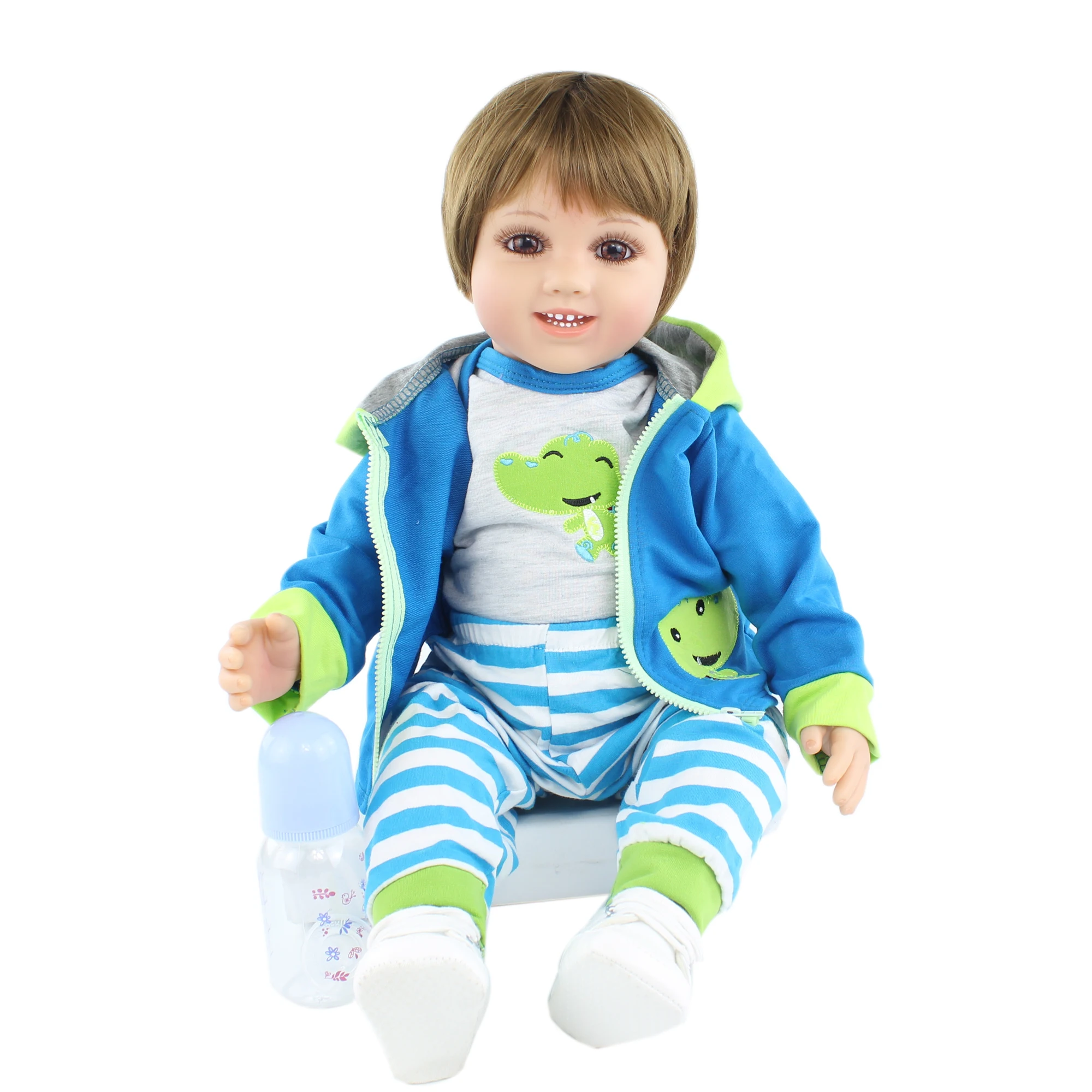 

60 CM Soft Silicone Reborn Boy Cloth Body Doll For Girl Dress Up Toddler Boneca Child Birthday Gift Play House Bedtime Toy