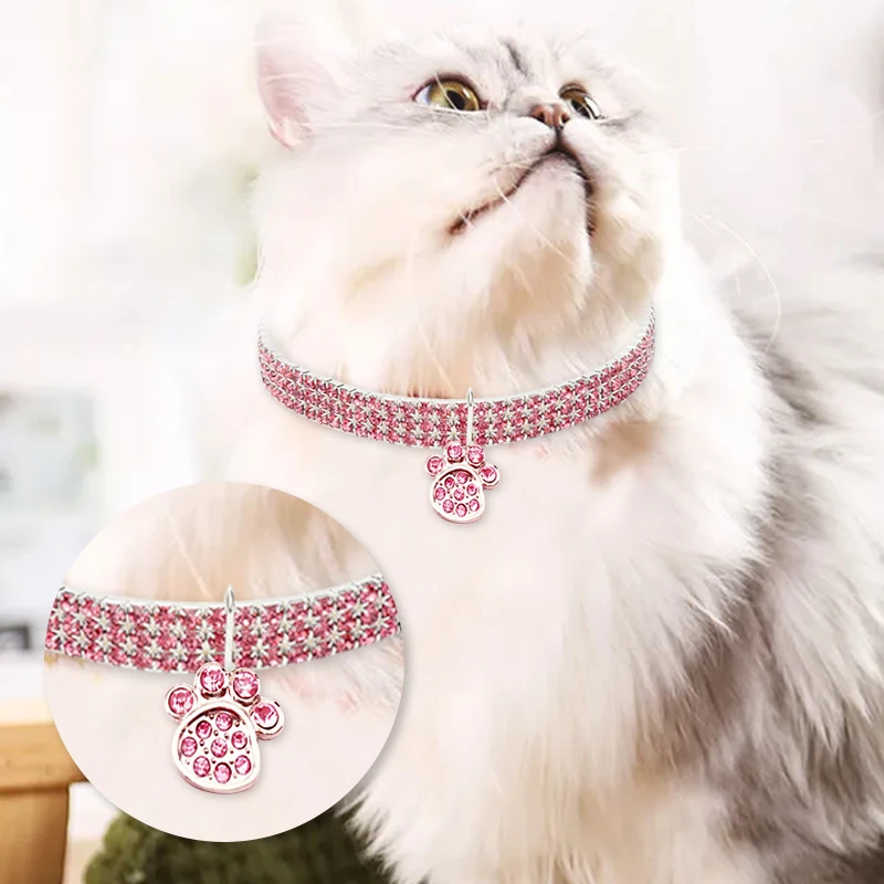 Dog Pet Collars Necklace For Bling Collars With heart Pendant Diamond Puppy Pet Shiny Full Rhinestone Necklace Collar