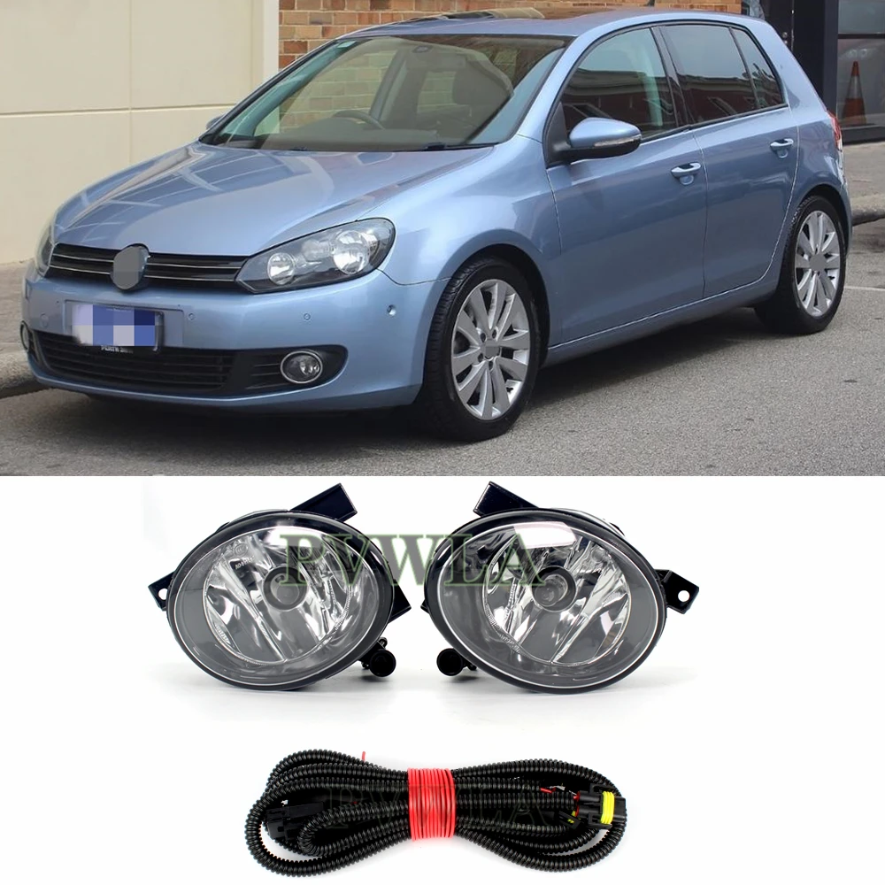 2pcs For Golf 6 A6 MK6 2009 2010 2011 2012 2013 Golf 6 Cabriolet 2012-2016 Fog Light Fog Lamp+Grille And Wire Harness Assembly