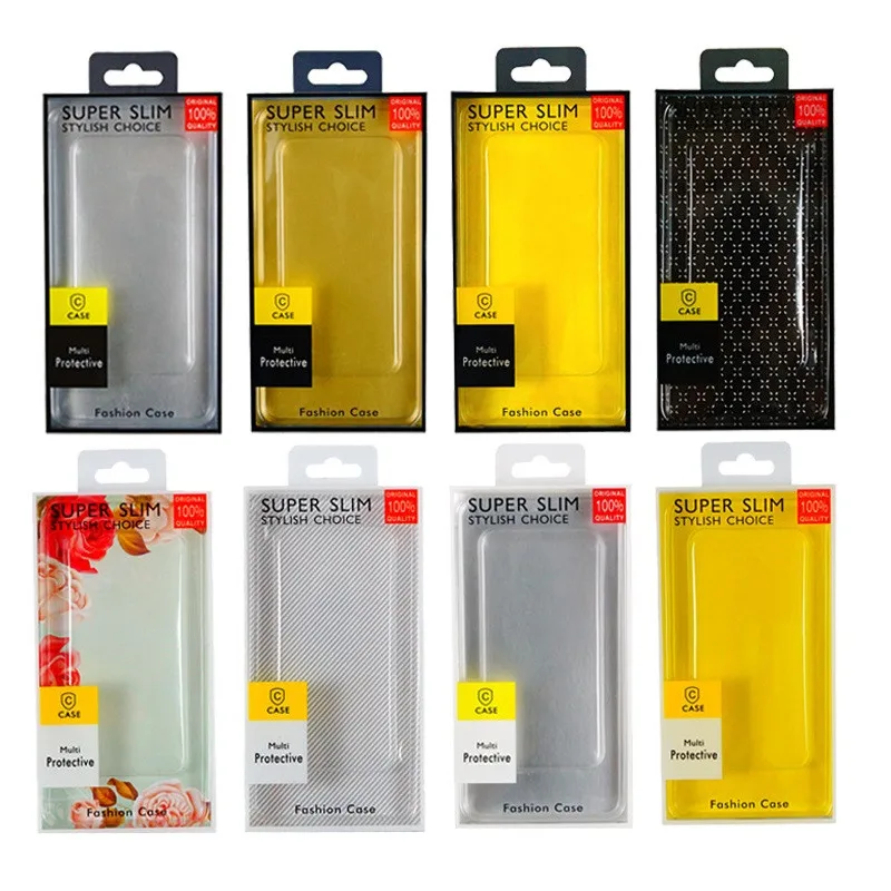 Caja de paquete de embalaje al por menor transparente de plástico PVC blister de 22 estilos para teléfono 4,7 ~ 6,5 pulgadas funda transparente para teléfono móvil al por mayor