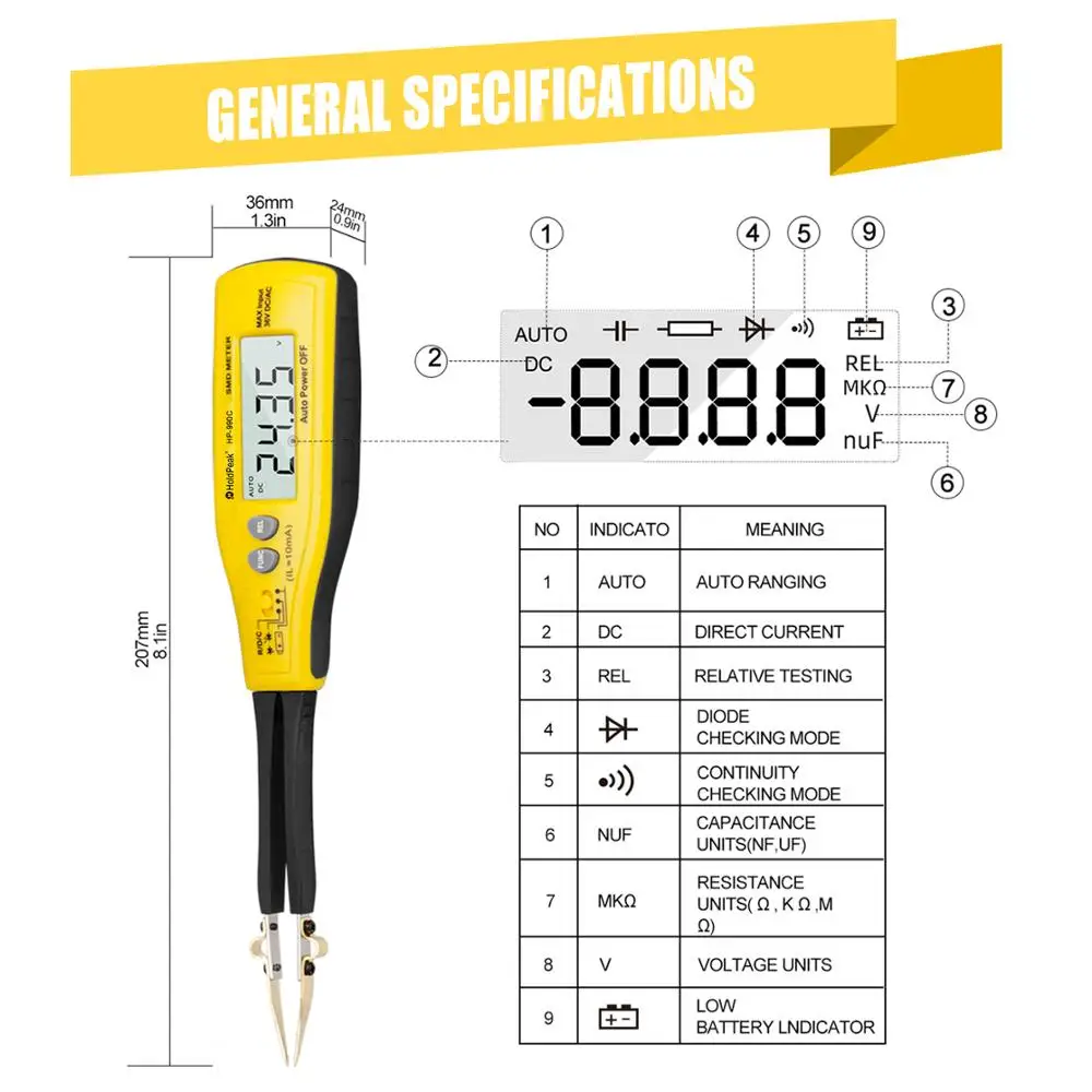 BT-990C Digital Capacitance Meter SMD Tester Resistance Meter Diode/Battery Test with Carry Box Power Battery Tester