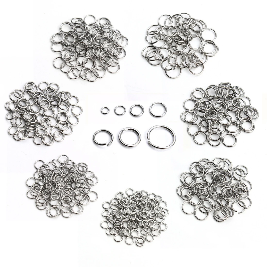 200Pcs/Lot Wholesale Stainless Steel 3/4/5/6/7/8/10mm Open Single Loops Jump Split Rings for DIY Jewelry Findings Jewelry Making