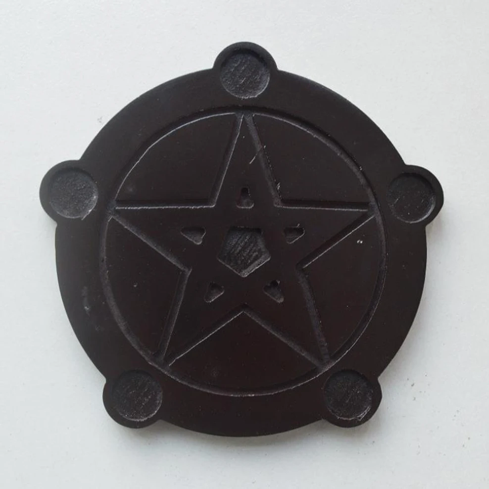 1pc, Solid wood pentagram candle holder, Western witch sacrificial ritual tray, Altar candle holder religious ornaments