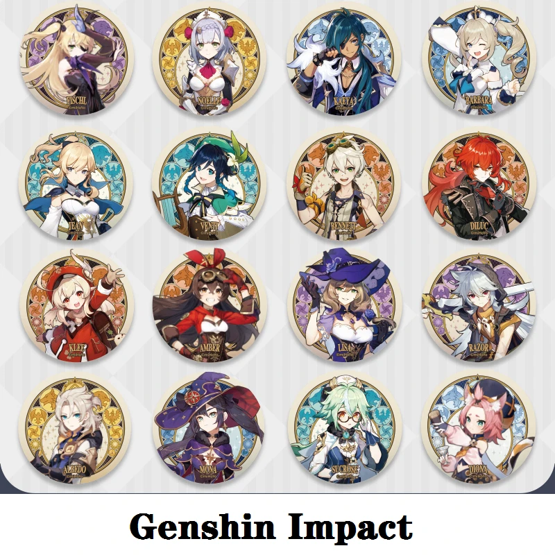 

Anime Accessories Game Genshin Impact Official Original Badge Project Metal Props Halloween Tinplate Brooch Christmas Decoration