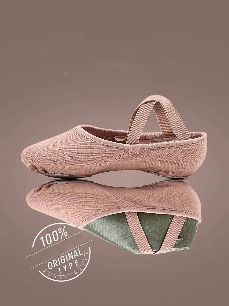 Ballet Flats Girls High Stretch Canvas Ballerinas Shoes Three Colors Brown Pink Black Women Dance Shoes Women's ballerina