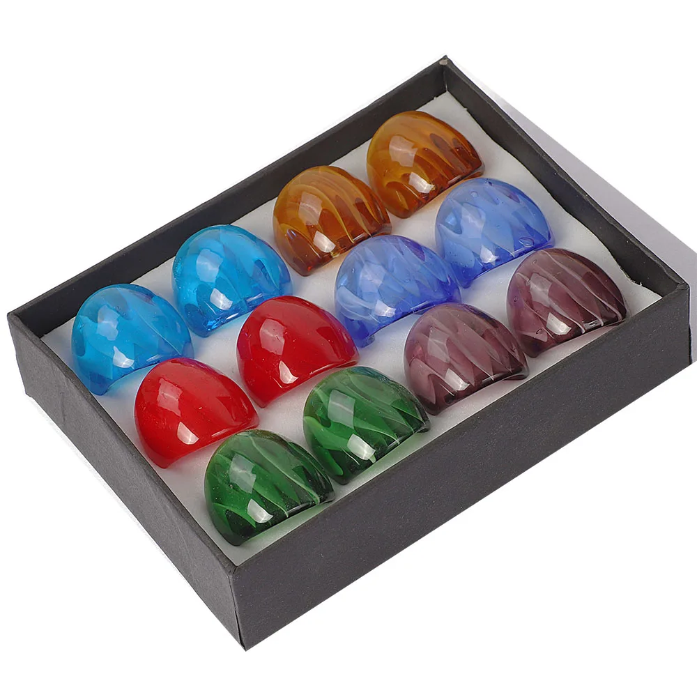 Wholesale Lots Mix 12Pcs Summer Style Murano Glass Lampwork Ring Birthday Men Women Wedding Party Valentine Gift Fashion Jewelry