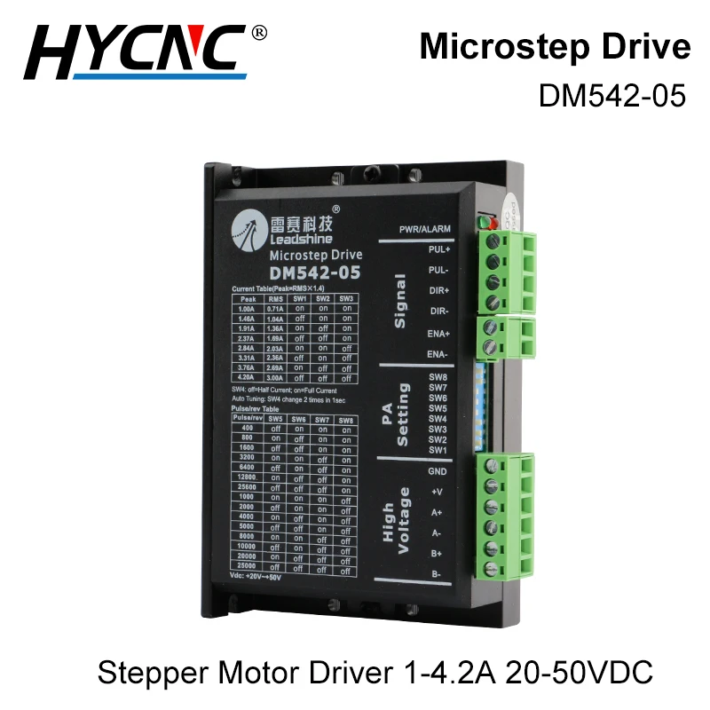 

Leadshine Micro-Step Driver DM542 2-Phase Stepper Driver 20-50VAC CNC NEMA 23 Stepper Motor Controller 4.2A