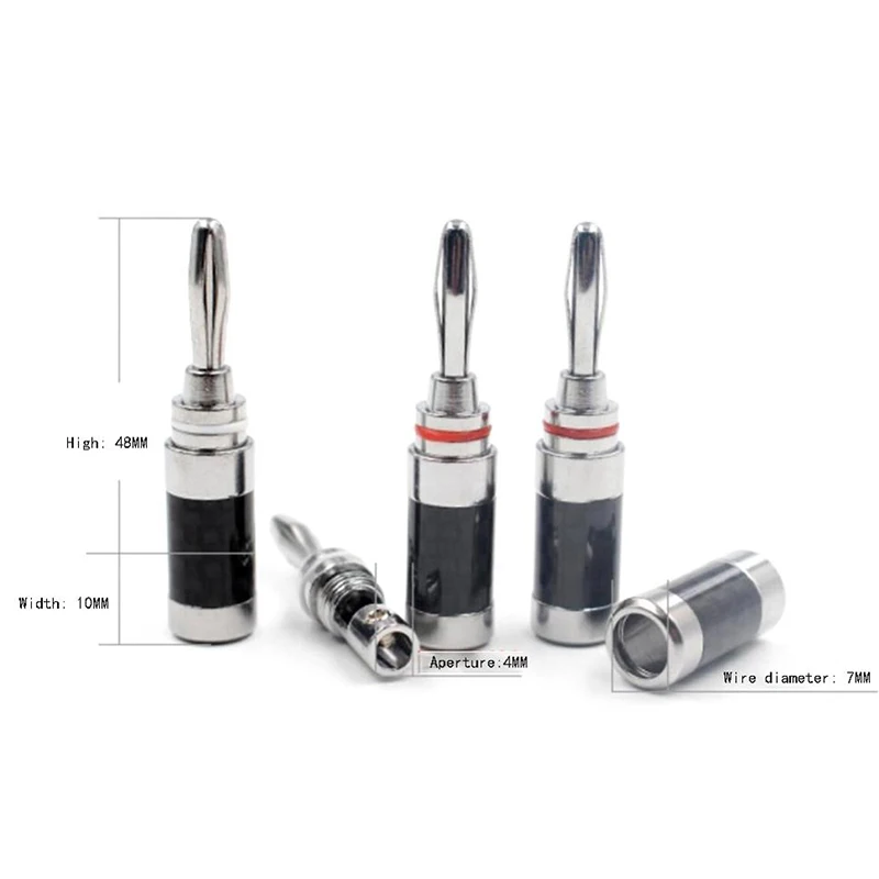 HiFi 4Pcs  Banana Speaker-Adapter Plug, Carbon Fiber Series Rhdium Plated banana connector Jack,speaker cable banana plug