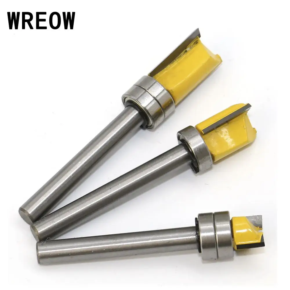 6mm round Shank Bearing Straight Flush Trim Router Bit 3Flute Top Tungsten bit Template Trim Woodworking Milling Cutter Tool