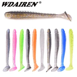 WDAIREN Wurm Angeln Lockt 5cm 7cm 9cm Doppel Farbe Silikon T Schwanz Weichen Köder Künstliche Köder Bass jig Wobbler Swimbait Bekämpfen