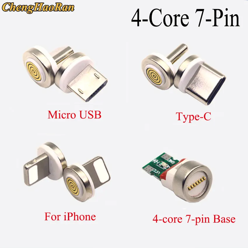 ChengHaoRan 1pcs Magnetic Seat Cable Adapter Micro USB Type C Dustproof Magnetic Tips For Iphone Magnet Charger Connector