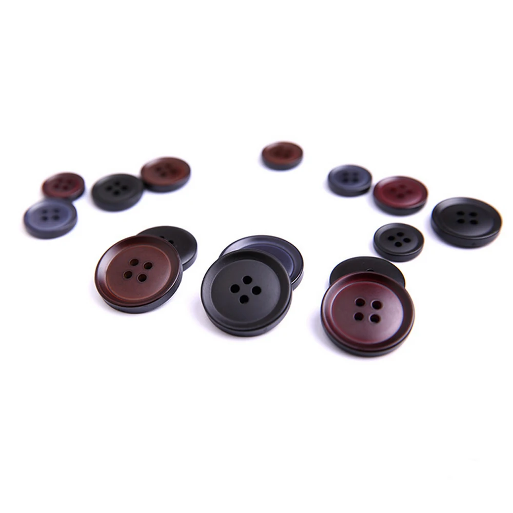 

100Pcs Resin Sewing Buttons 4 Holes Round Black Dark Red Blue Suit Coat Sweater Shirt Crafts DIAccessories 15/18/21/25mm