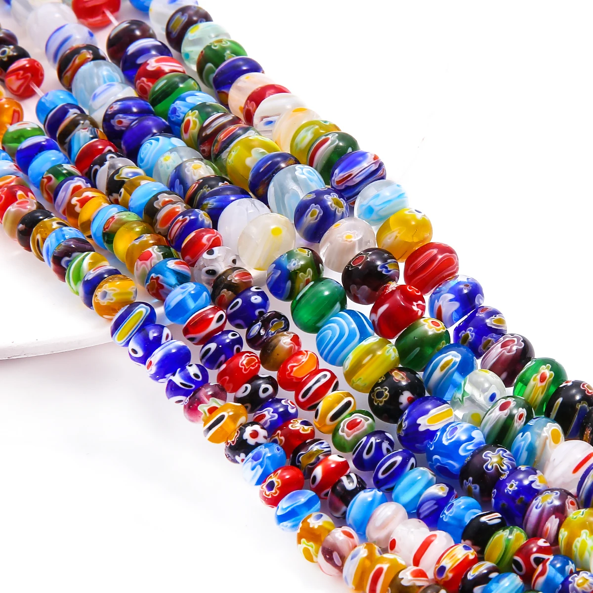 Oval Mixed-color Millefiori Glass Lampwork Loose Crafts Beads for Making DIY Bracelet Necklace Earrings Jewelry Accessories