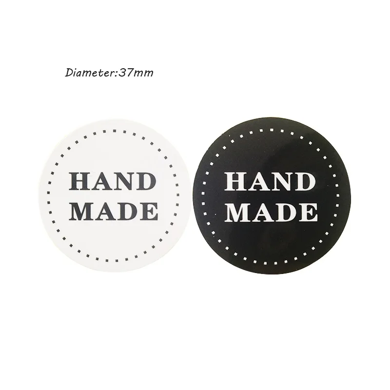 80PCS/lot Round Black and white HAND MADE Craft paper Sealing sticker/Vintage DIY Gifts posted/Baking Decoration label