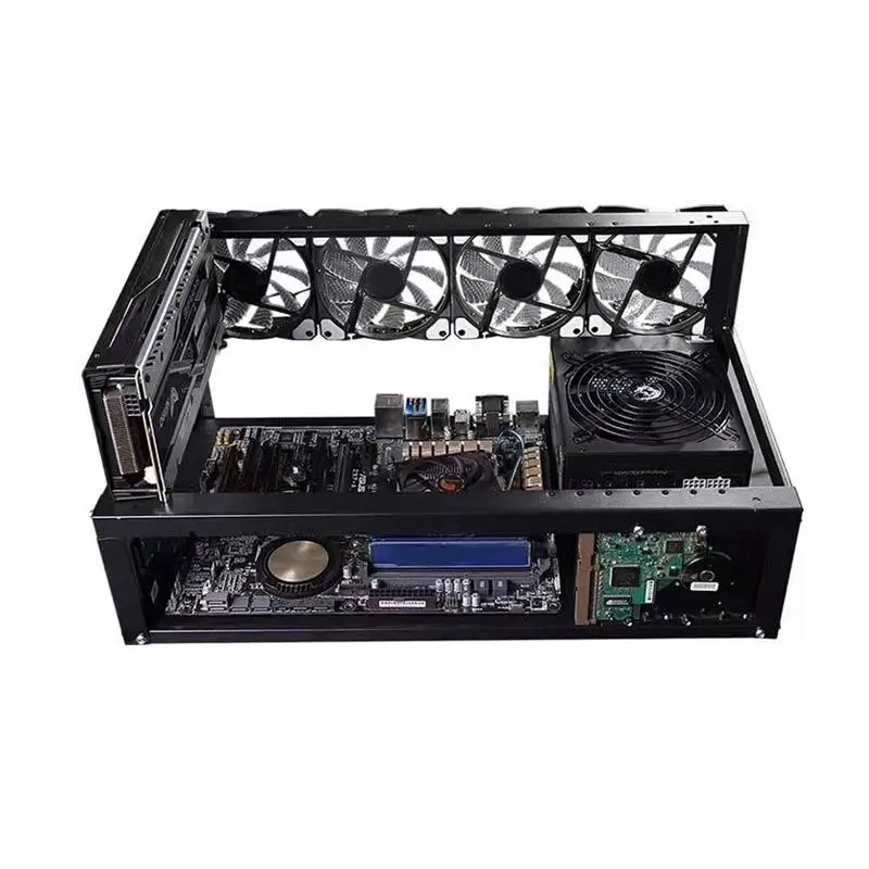 Steel Open Air Miner Mining Frame Rig Case Up To 6 GPU for Bitcoin Crypto Coin Currency Mining Digital Currency Virtual