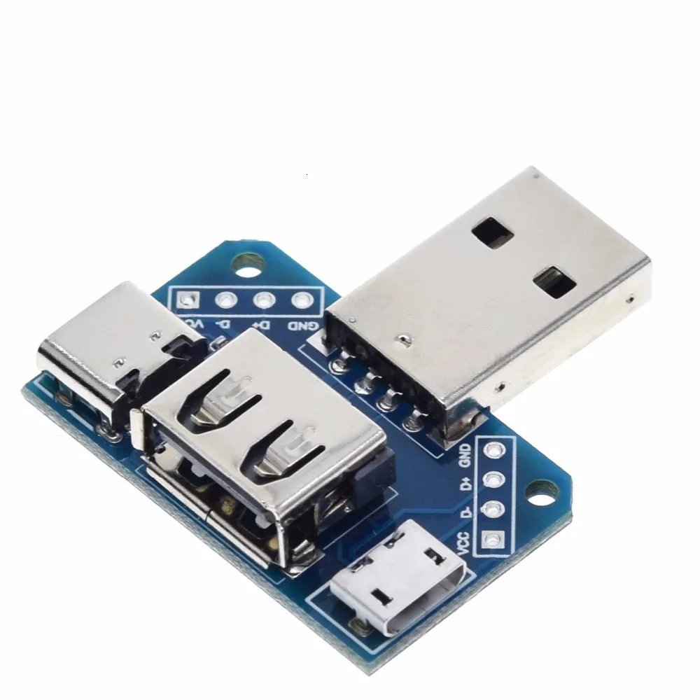 TZT USB-Kopf-Schalttafel-Stecker, USB-Anschluss auf Typ-C-Micro-Buchse, USB 2,54-4P, Übertragungstestplatine, USB-Adapterplatte XY-USB4 – Detail 8