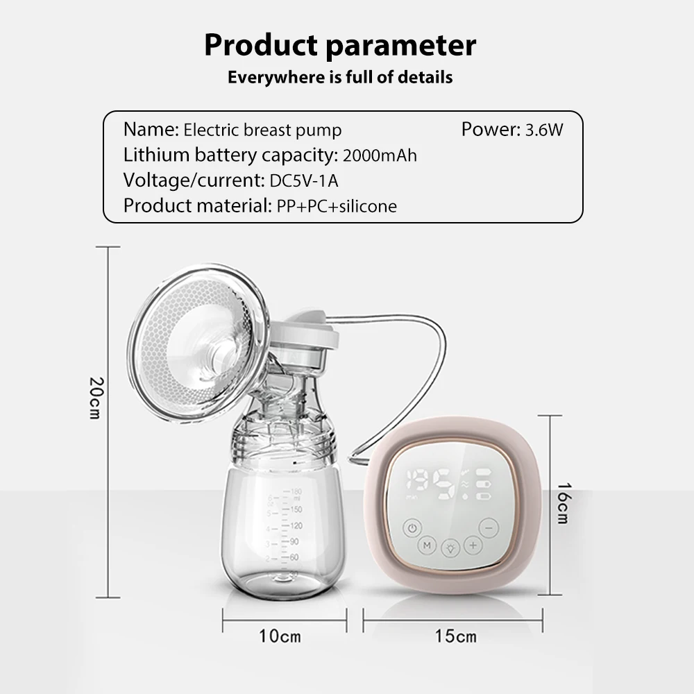 جديد مضخة الثدي الإلكترونية LCD شاشة تعمل باللمس التحكم مشحونة بواسطة USB آلة الحلب Asy تحمل في الهواء الطلق الحليب التمريض مضخة BPA الحرة