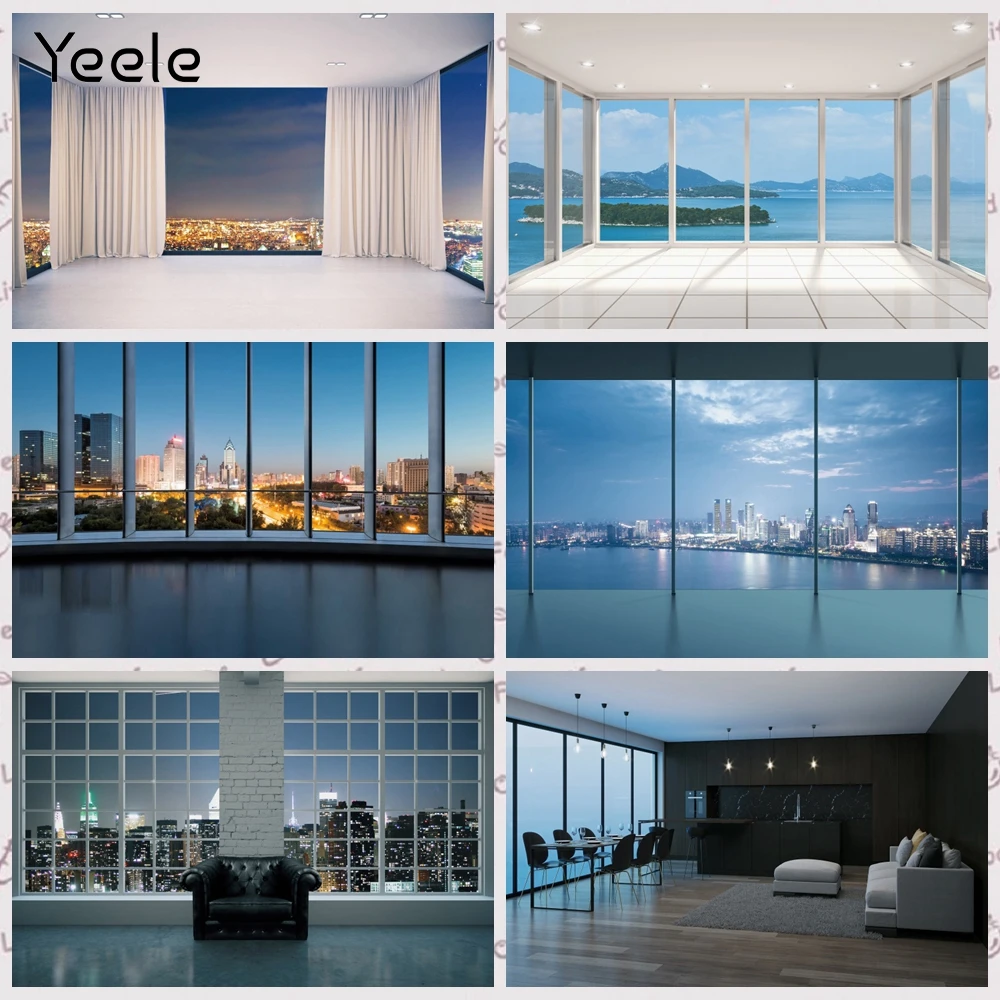 Yeele-خلفية للتصوير الفوتوغرافي مع منظر ليلي على المدينة ، وخلفية للتصوير الفوتوغرافي مع نافذة المنزل ، واستوديو الصور