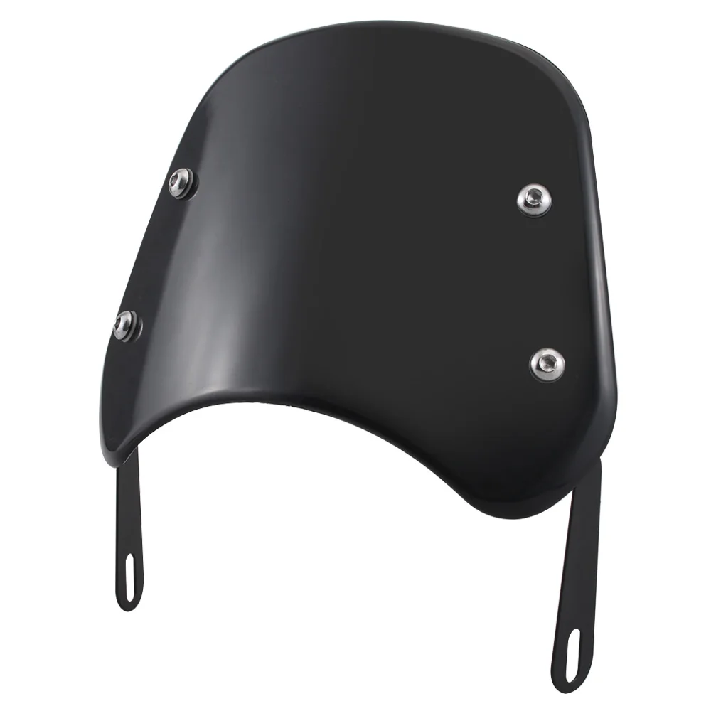 

Retro Black Windshield Compact Sport Wind Deflector Visor For Harley Yamaha Suzuki 5"-7" Headlight Cafe Racer Bobber Universal