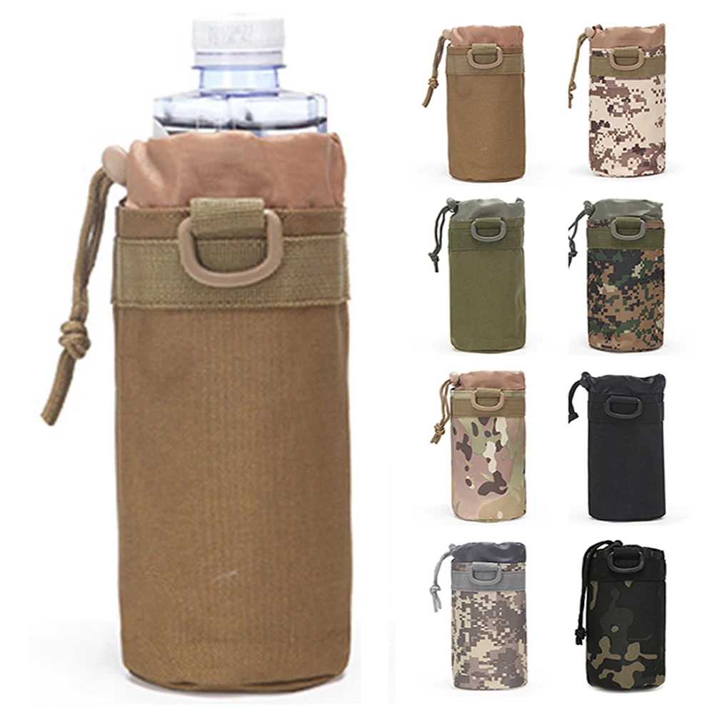 Hunting Water Bottle Bag Molle System Kettle Pouch Holder Hiking Cycling Bottle Bag Drawstring Pouch Bag For Tactical Backpack