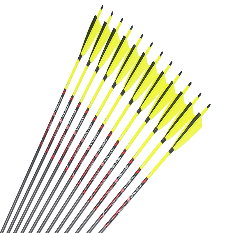 

Archery Carbon Arrows Spine250 300 340 400 500 600 ID6.2mm 5" Turkey Feather 100gr Arrowhead Traditional Bow Hunting