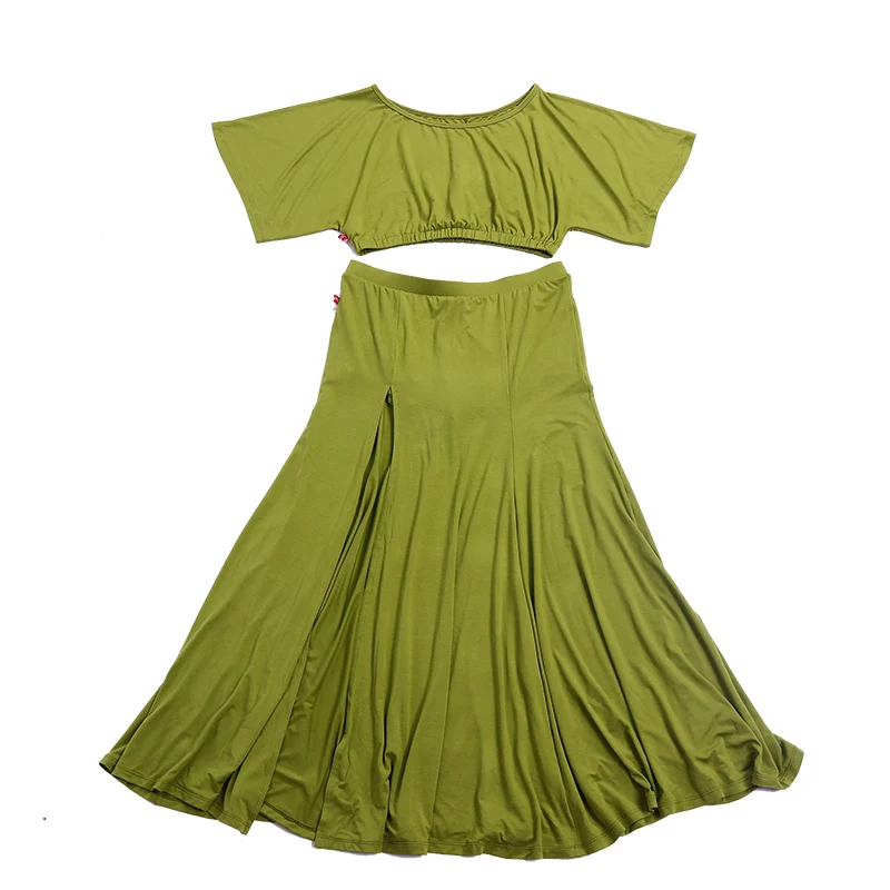 Women's Sexy Modal Cotton Top And Skirt Practice Suit 2pcs Set for Belly Dance DJJ05