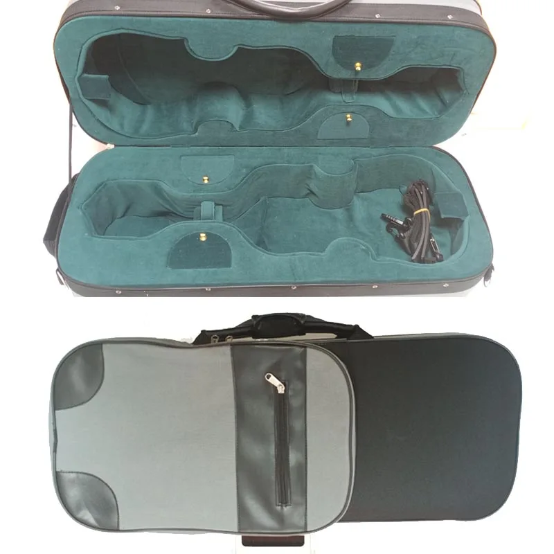 4/4 3/4 Double Violin Case New Violin Box Foam Lightweight Square Case With Two 4/4 violins on board the plane