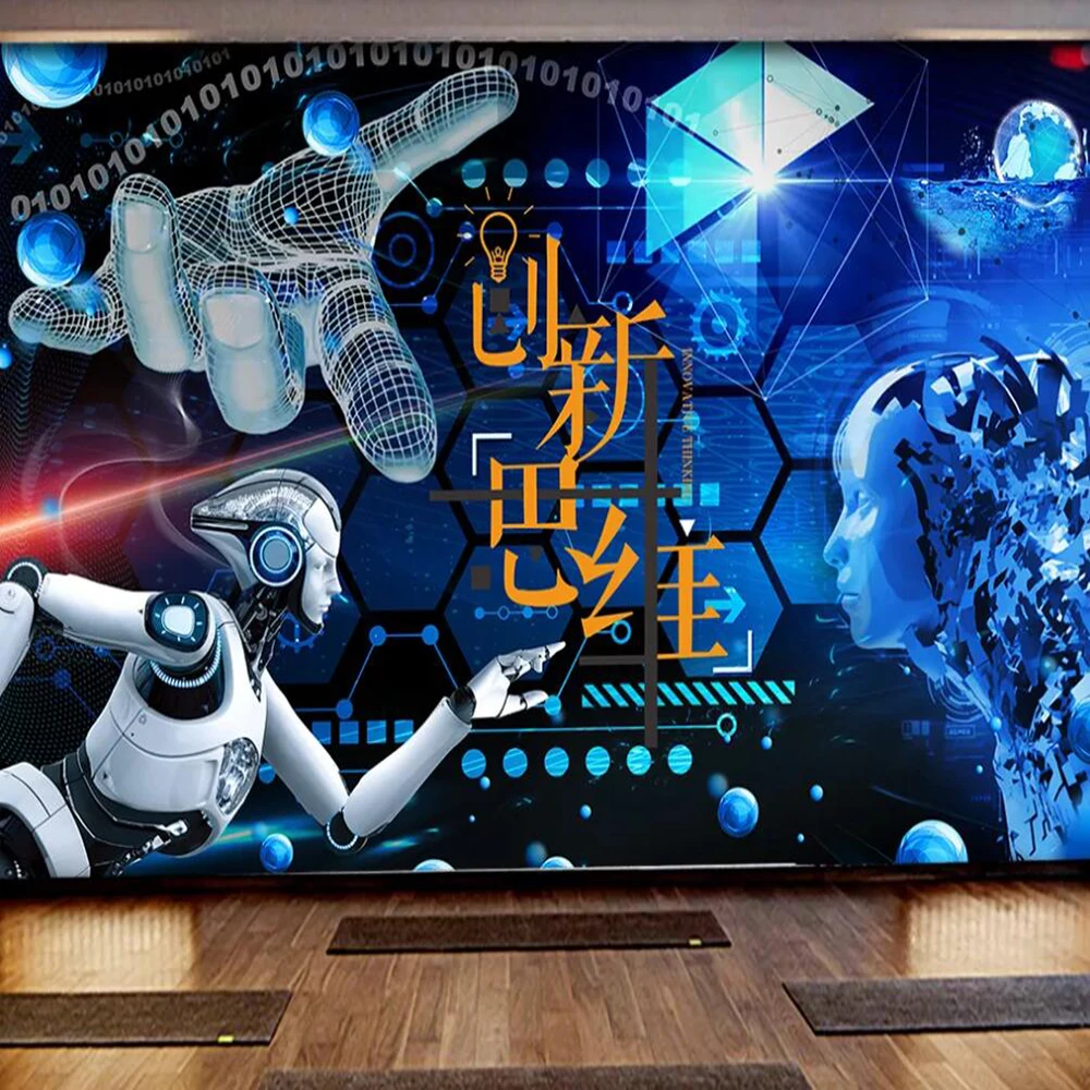 

Custom mural wallpaper 3D innovative thinking machine era intelligent background wall decorative painting