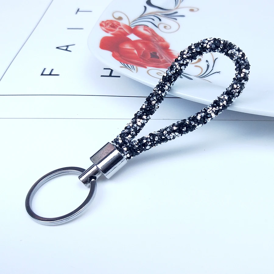 Fashion Accessories Crystal PU Keychain For Women Men Gift Car Key Chain Bag Pendant Candy Colors Keyring Girls Jewelry
