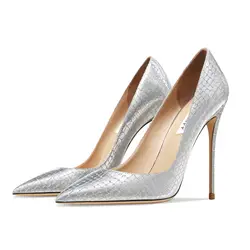 Scarpe da donna di lusso 2024 vera pelle argento donna décolleté moda matrimonio punta a punta tacchi alti tacchi a spillo scarpe da donna per feste