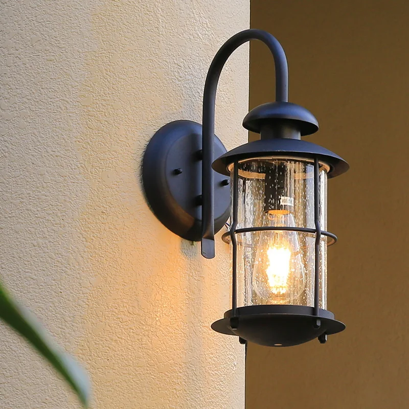 Vintage Wall Lamp E27 Bulb Sconce Light Fixtures Black Bronze LED Wall Lights Outdoor Porch House Home Yard Garden Lighting