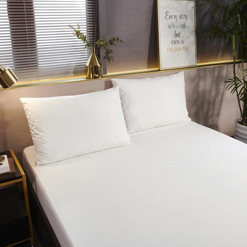 Hotel White Soft Sanding Waterproof Mattress Cover Queen Twin All-inclusive Urine-proof Bed Fitted Cover No Pillowcase