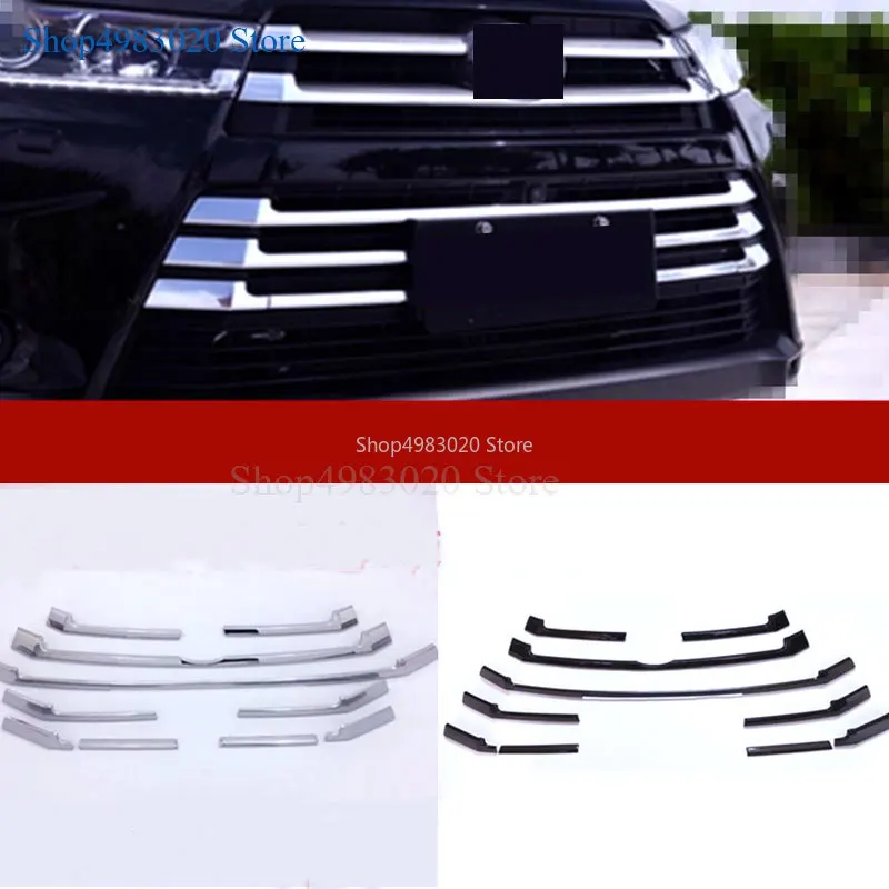 

Car styling body cover ABS chrome racing engine trim Front bumper grid grill grille hoods part For Toyota Highlander 2018 2019