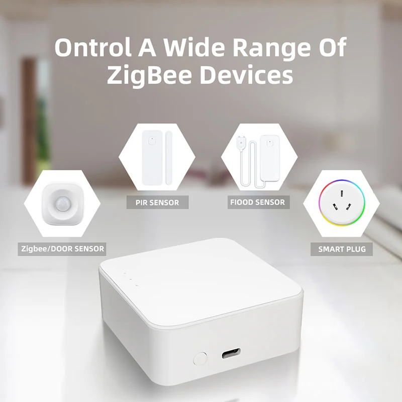 Zigbee 3.0 WIFI Tuya Smart Zigbee Bridge Wireless Gateway Hub with USB Cable,Remote Control by Smart Life APP