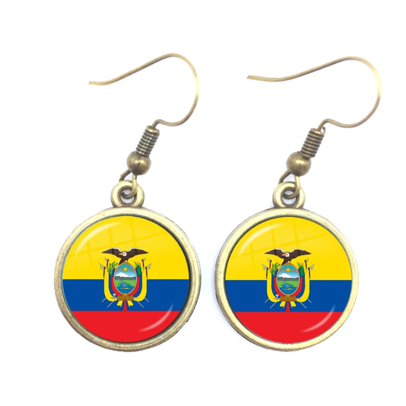 The Commonwealth of Dominica,Saint Lucia,Saint Vincent and the Grenadines,Barbados,Grenada,Ecuador National Flag Drop Earrings