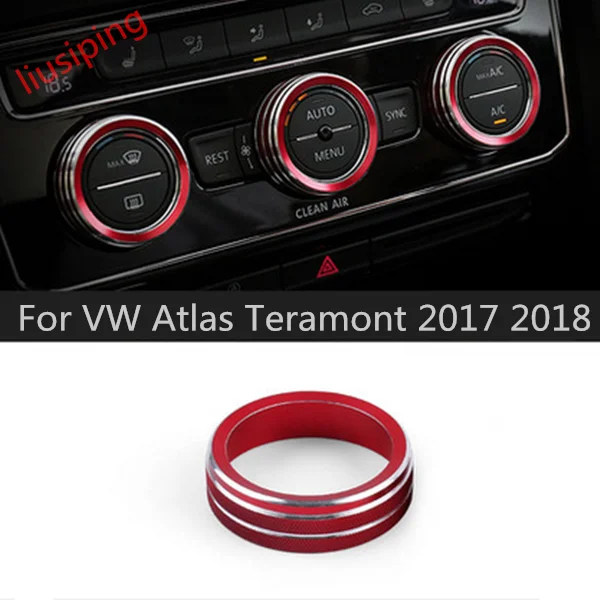 

Для VW Atlas Teramont 2017-2018 красные регуляторы состояния воздуха декоративная круглая отделка